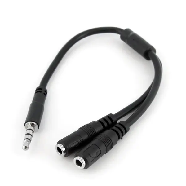 3.5mm audio splitter on white background